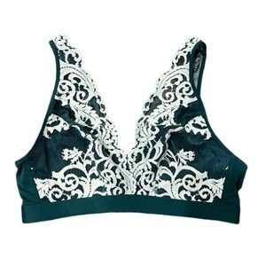 Wacoal Bralette Women's Large Green Lace Instant Icon Semi-Sheer